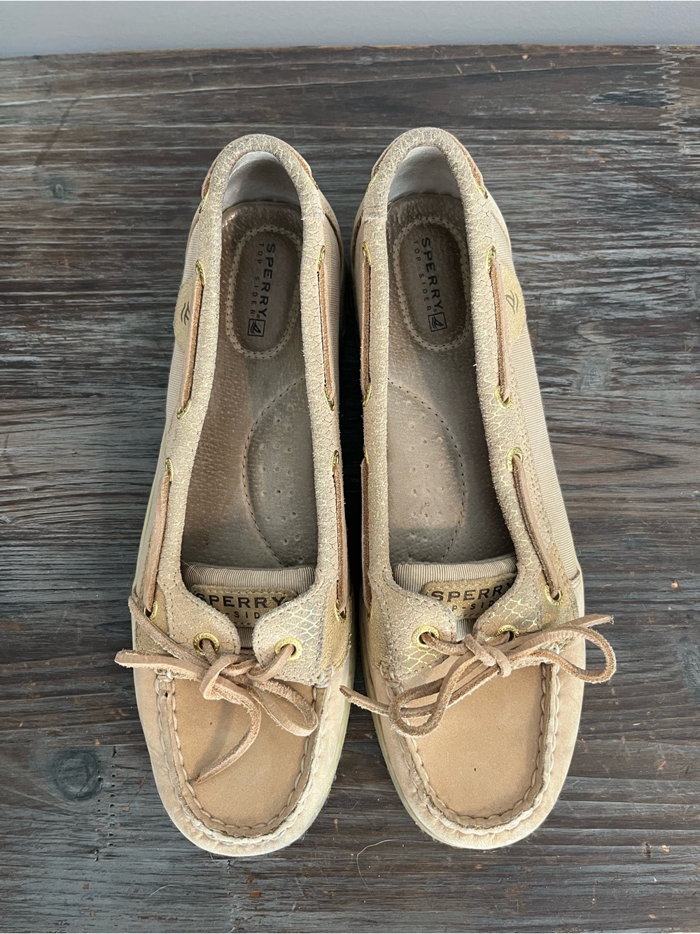 Sperry Women's Tan/Beige Boat Moccasins - Slip-On Deck Loafers